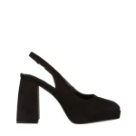 Дамски обувки  черни от текстилен материал  с ток  Dalaina