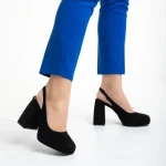 Дамски обувки  черни от текстилен материал  с ток  Dalaina