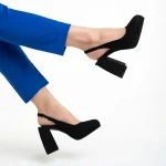 Дамски обувки  черни от текстилен материал  с ток  Dalaina