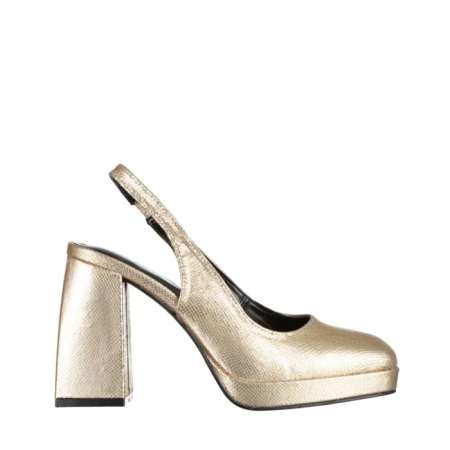 Дамски обувки  златисти от еко кожа  с ток  Dalaina