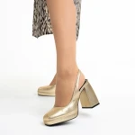 Дамски обувки  златисти от еко кожа  с ток  Dalaina