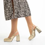 Дамски обувки  златисти от еко кожа  с ток  Dalaina