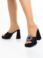 Дамски чехли  черни от текстилен материал  Burma