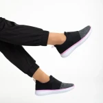 Дамски спортни обувки  черни със сиво от текстилен материал  Sisto