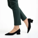 Дамски обувки  черни от текстилен материал  с ток  Ziva