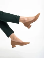 Дамски обувки  бежови  от текстилен материал  с ток  Ziva