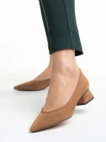 Дамски обувки  бежови  от текстилен материал  с ток  Ziva