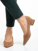 Дамски обувки  бежови  от текстилен материал  с ток  Ziva