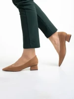 Дамски обувки  бежови  от текстилен материал  с ток  Ziva