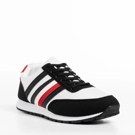 Мъжки спортни обувки  бели с черно от текстилен материал  Varian