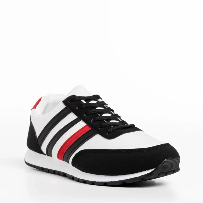 Мъжки спортни обувки  бели с черно от текстилен материал  Varian