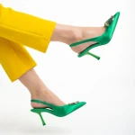 Дамски сандали  зелени  от текстилен материал  Caelin