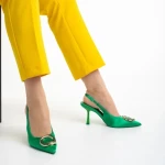 Дамски сандали  зелени  от текстилен материал  Caelin