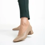 Дамски обувки  бежови  от еко кожа  с ток  Veda