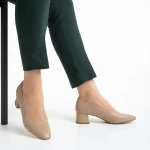 Дамски обувки  бежови  от еко кожа  с ток  Veda