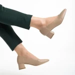 Дамски обувки  бежови  от еко кожа  с ток  Veda