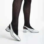 Дамски обувки  сребристи  от еко кожа  с ток  Zelda