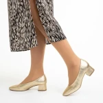 Дамски обувки  златисти от еко кожа  с ток  Veda