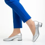 Дамски обувки  сребристи  от еко кожа  с ток  Veda