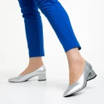 Дамски обувки  сребристи  от еко кожа  с ток  Veda