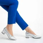 Дамски обувки  сребристи  от еко кожа  с ток  Veda