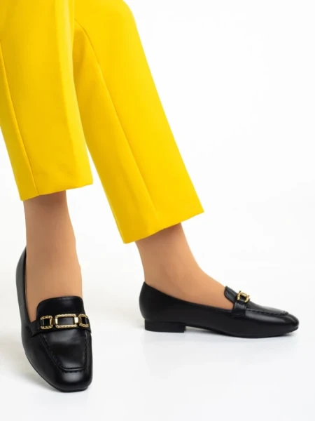 Дамски мокасини  черни  от еко кожа  Perdita