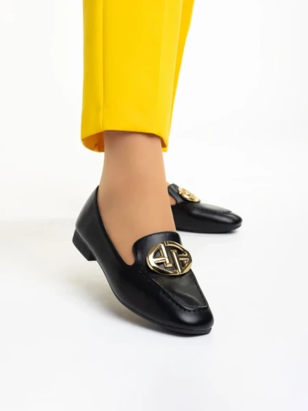 Дамски мокасини  черни  от еко кожа  Ronnette