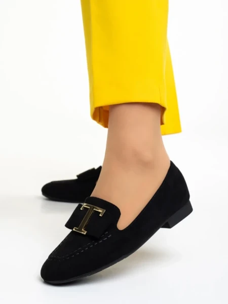 Дамски мокасини  черни  от еко кожа  Rosey