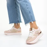 Дамски спортни обувки  розови  от текстилен материал  Haya