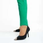 Дамски обувки  черни  от текстилен материал  с ток  Melany