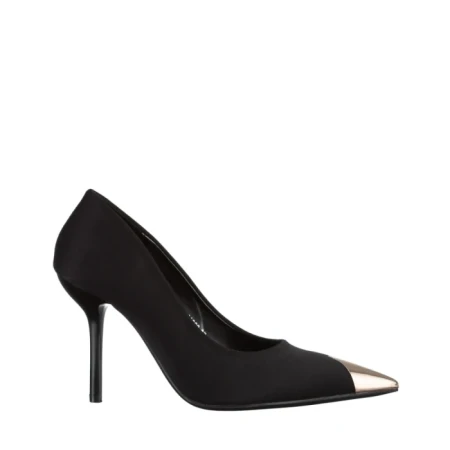 Дамски обувки  черни  от текстилен материал  с ток  Melany