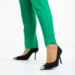 Дамски обувки  черни  от текстилен материал  с ток  Melany