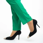 Дамски обувки  черни  от текстилен материал  с ток  Melany