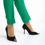 Дамски обувки  черни  от текстилен материал  с ток  Melany