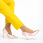 Дамски обувки  розови  от текстилен материал  с ток  Trudy