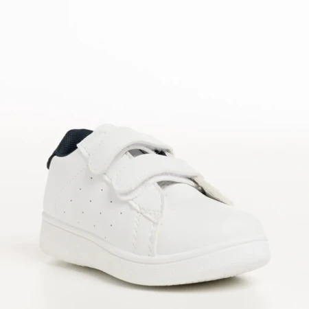 Детски спортни обувки  бели  със синьо от еко кожа   Artio