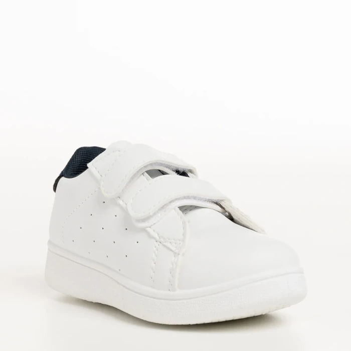 Детски спортни обувки  бели  със синьо от еко кожа   Artio