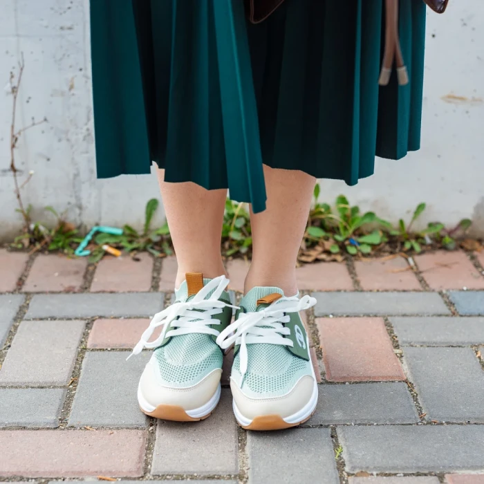 Дамски спортни обувки  зелени  от еко кожа и текстилен материал  Nairobi