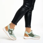 Дамски спортни обувки  зелени  от еко кожа и текстилен материал  Nairobi