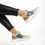 Дамски спортни обувки  зелени  от еко кожа и текстилен материал  Nairobi