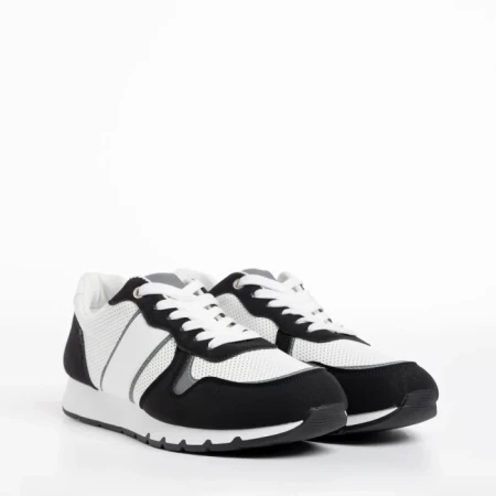 Мъжки спортни обувки  бели  с  черно  от текстилен материал  Lorenzo