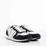 Мъжки спортни обувки  бели  с  черно  от текстилен материал  Lorenzo