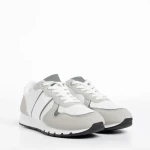 Мъжки спортни обувки  бели със сиво  от текстилен материал  Lorenzo