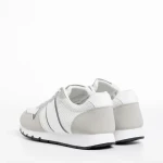 Мъжки спортни обувки  бели със сиво  от текстилен материал  Lorenzo