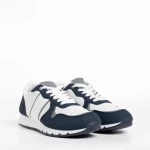 Мъжки спортни обувки  бели със синьо  от текстилен материал  Lorenzo