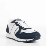 Мъжки спортни обувки  бели със синьо  от текстилен материал  Lorenzo