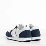 Мъжки спортни обувки  бели със синьо  от текстилен материал  Lorenzo