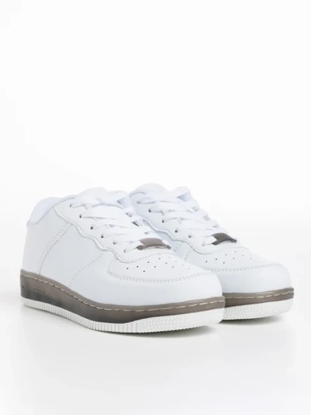 Детски спортни обувки  бели  с  черно  от еко кожа  Carsyn