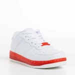 Детски спортни обувки  бели  с червено  от еко кожа  Carsyn