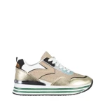 Дамски спортни обувки  златисти от еко кожа и текстилен материал  Dottie